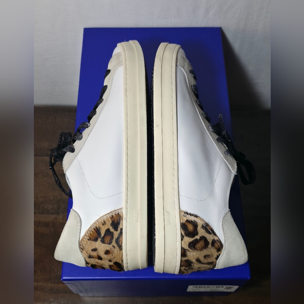 P448 John Italian Leather Luxury Sneakers White/Black Glitter Chic Streetstyle - Picture 6 of 9